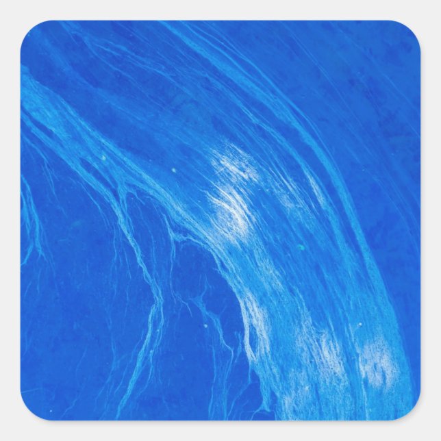 Adesivo Quadrado Horário de Verão das Ondas Azuis do Oceano (Frente)