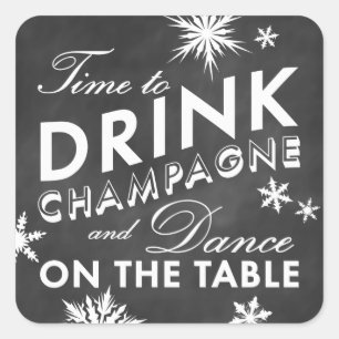 Adesivo Quadrado Horário do Inverno para Beber Champanhe