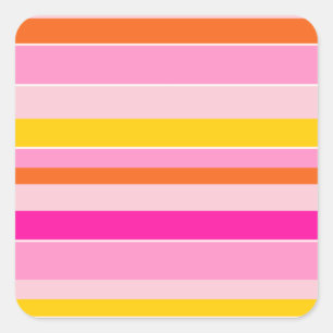 Adesivo Quadrado Horizontal Stripes Cor-de-rosa Amarelo-Cor-de-lara