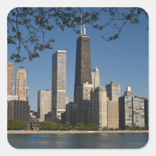 Adesivo Quadrado Horizonte de Chicago e Lago Michigan, Lake Shore