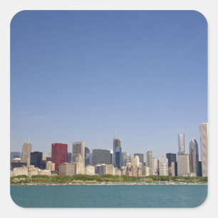Adesivo Quadrado Horizonte de Chicago, Illinois, EUA.