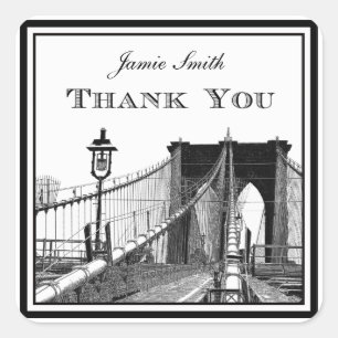Adesivo Quadrado Horizonte de NYC Ponte de Brooklyn #2 Obrigado