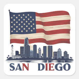 Adesivo Quadrado Horizonte de San Diego Califórnia