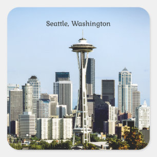 Adesivo Quadrado Horizonte de Seattle, Washington
