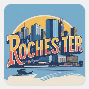 Adesivo Quadrado Horizonte urbano da cidade de Rochester Nova York 