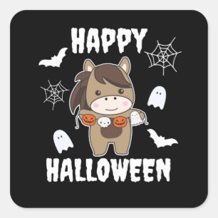 Adesivo Quadrado Horo Feliz Halloween Pumpkin Bat Costume