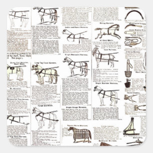 Adesivo Quadrado Horse Antique Advertising Newpaper Art