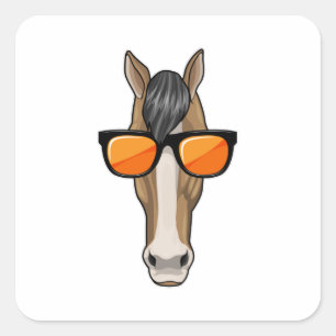 Adesivo Quadrado Horse with Sunglasses