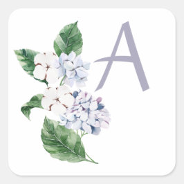 Adesivo Quadrado HORTÊNSIA de primavera com letra personalizável