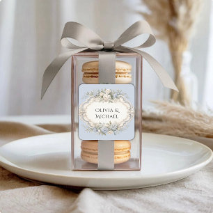 Adesivo Quadrado Hortênsias Azuis Casamento Elegante Vintage