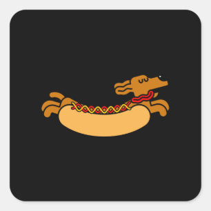 Adesivo Quadrado Hot dog Daschund