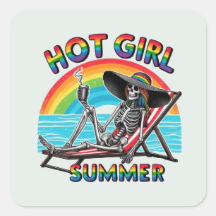 Adesivo Quadrado Hot Girl Summer - Skeleton Beach Vibe