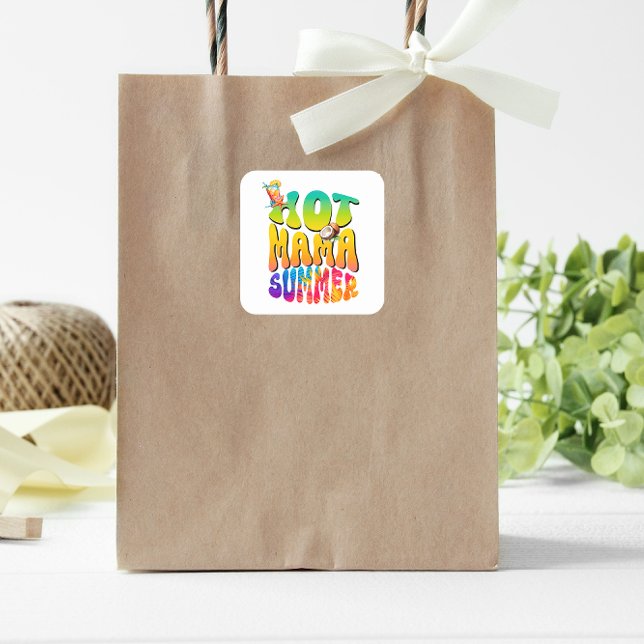 Adesivo Quadrado Hot Mama Summer (Hot Mama Summer Sticker)