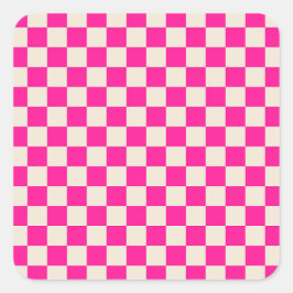 Adesivo Quadrado Hot pink and tan checkerboard pattern