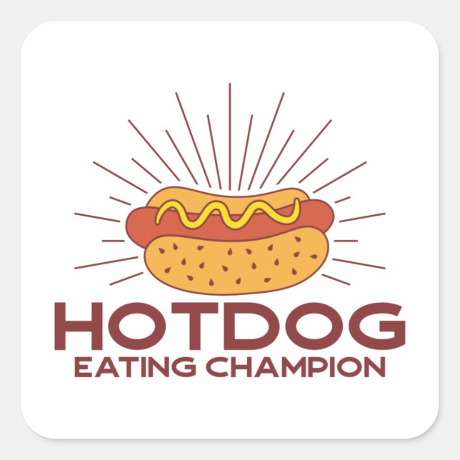 Adesivo Quadrado Hotdog Eating Champion (Frente)