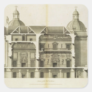 Adesivo Quadrado Houghton Hall: Seção transversal da Sala e do Salã