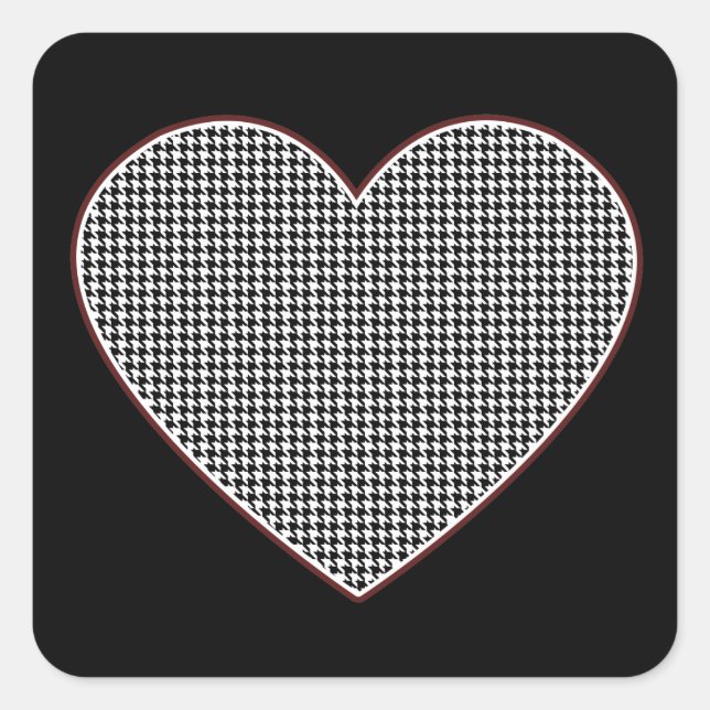 Adesivo Quadrado Houndstooth Heart (Tuscaloosa, Alabama) (Frente)