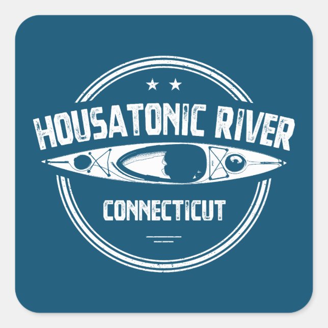 Adesivo Quadrado Housatonic River Connecticut Kayaking (Frente)