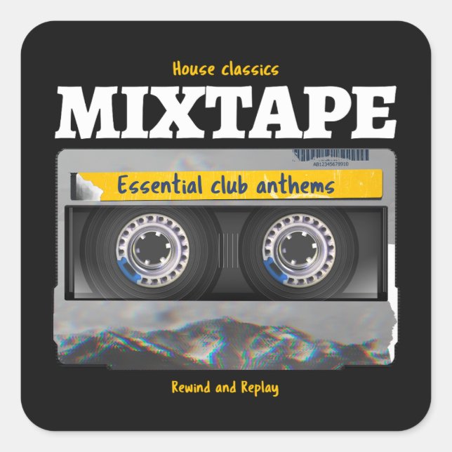 Adesivo Quadrado House Classics Mixtape Club Anthems (Frente)