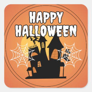 Adesivo Quadrado House Happy Halloween