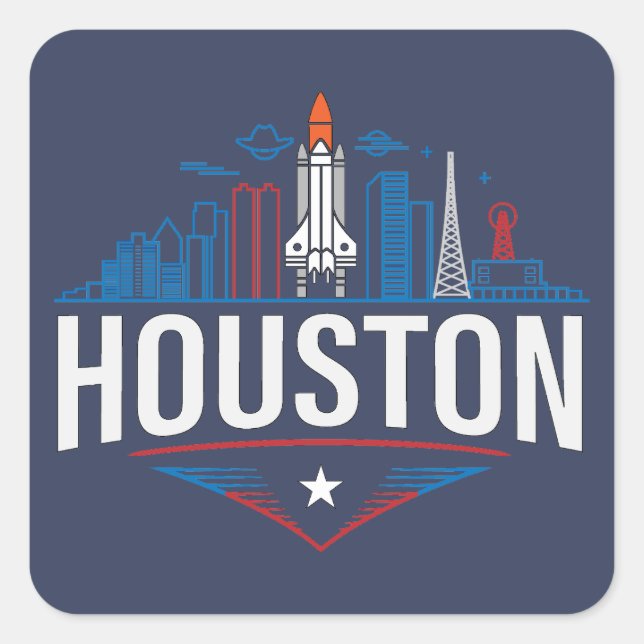 Adesivo Quadrado Houston Texas United States of America (Frente)
