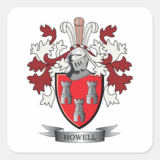 Adesivo Quadrado Howell Family Crest Casaco de Armas (Frente)
