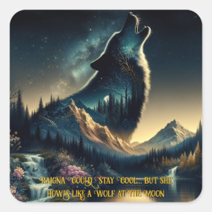 Adesivo Quadrado Howling Wolf