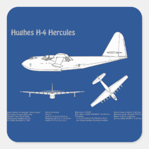 Adesivo Quadrado Hughes H-4 Hércules Spruce Goose - Planos de Avião
