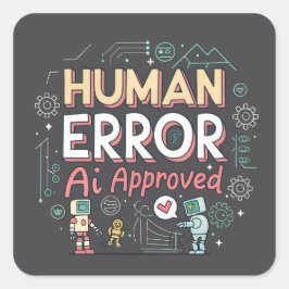 Adesivo Quadrado Human Error AI Approved Robot Art