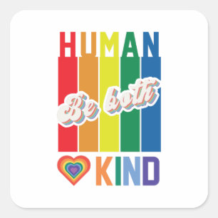 Adesivo Quadrado Humano Ser gentil Arco-íris LGBTQ