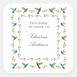 Adesivo Quadrado Hummingbird Bookplate
