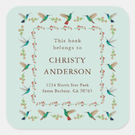 Adesivo Quadrado Hummingbird Bookplate