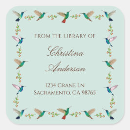 Adesivo Quadrado Hummingbird Bookplate
