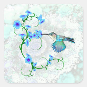 Adesivo Quadrado Hummingbird com as Glórias da Manhã