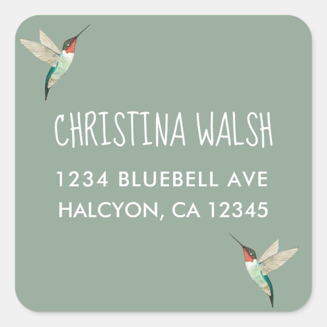Adesivo Quadrado Hummingbird com garganta (Frente)