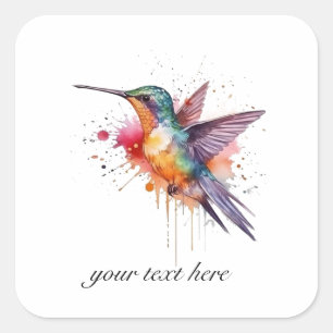Adesivo Quadrado Hummingbird exótico e colorido personalizável