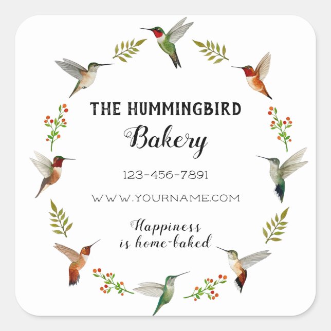 Adesivo Quadrado Hummingbird Product Sticker para pequenas empresas (Frente)