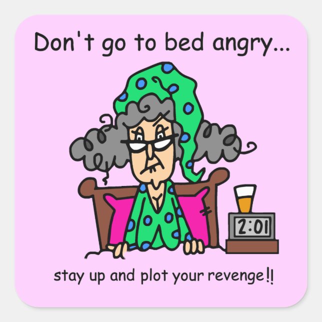 Adesivo Quadrado Humor de Bedtime (Frente)
