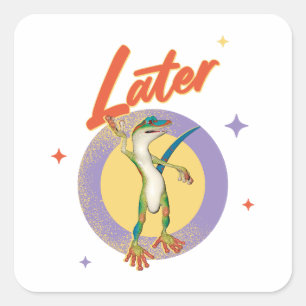 Adesivo Quadrado Humor de Dia Preguiçoso do Lagarto Gecko Retro