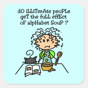 Adesivo Quadrado Humor Pessoas analfabeto