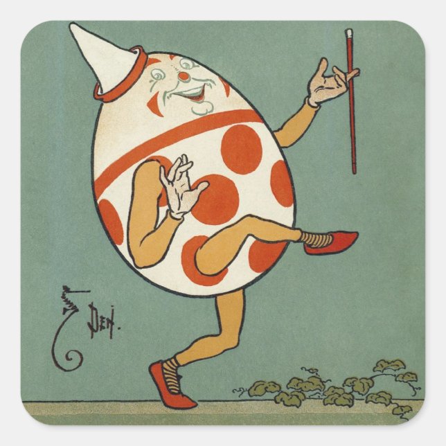 Adesivo Quadrado Humpty Dumpty, Vintage Mãe Ganha Rhyme (Frente)