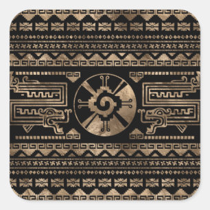 Adesivo Quadrado Hunab Ku Dourado a preto