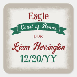 Adesivo Quadrado Hunter Green, Burgundy Red Party Favor Sticker