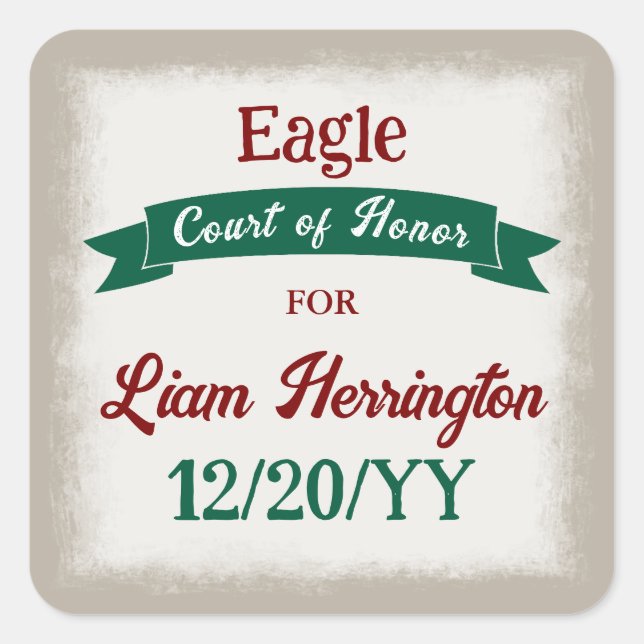 Adesivo Quadrado Hunter Green, Burgundy Red Party Favor Sticker (Frente)