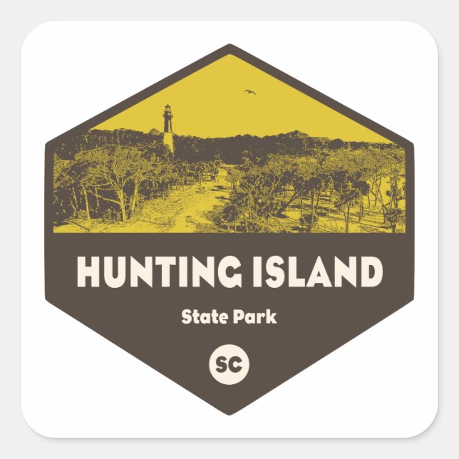 Adesivo Quadrado Hunting Island State Park Carolina do Sul (Frente)