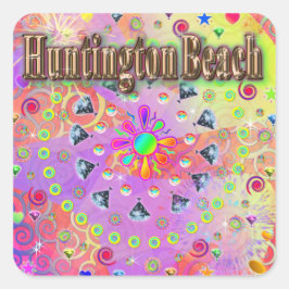 Adesivo Quadrado Huntington Beach Lucky Ouro Sticker