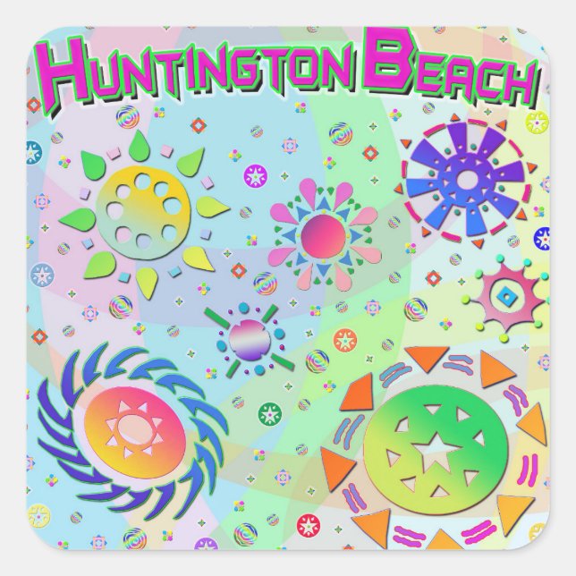 Adesivo Quadrado Huntington Beach Seven Suns & Energy Sticker (Frente)