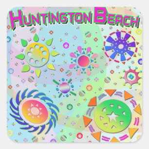 Adesivo Quadrado Huntington Beach Seven Suns & Energy Sticker