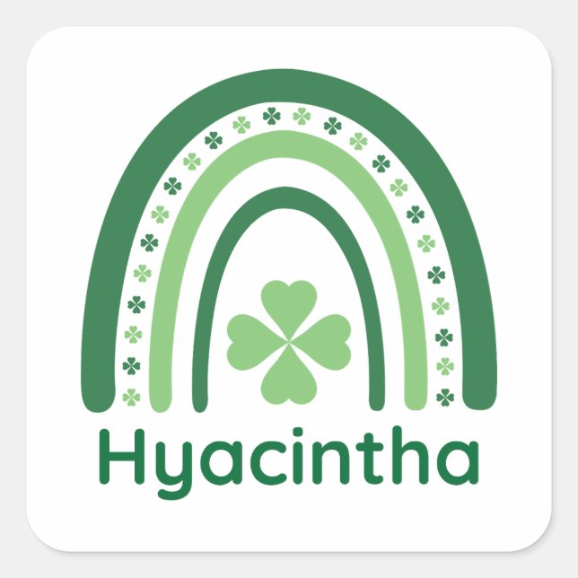 Adesivo Quadrado Hyacintha Name Clover Boho Rainbow (Frente)