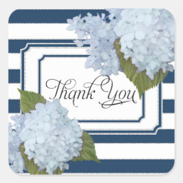 Adesivo Quadrado Hydrangea Floral Náutica Marinho Azul, Branco, Str